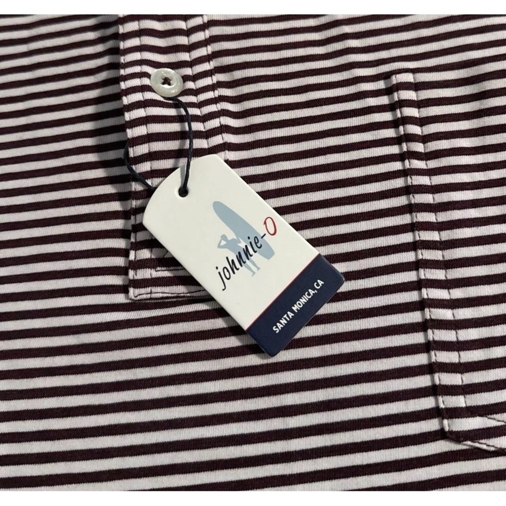 NEW Johnnie-O Hangin' Out Men's 2XL Maroon Striped Polo Nelly Shirt XXL Stretch